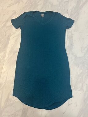 Joe Fresh Teal Ribbed V-Neck Midi Dress